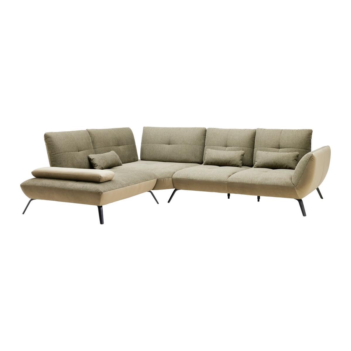 TRENDY, levá, olivově zelená s 3 bederními polštáři - černá/olivově zelená, Moderní, kov/kompozitní dřevo (250/310cm) - Premium Living