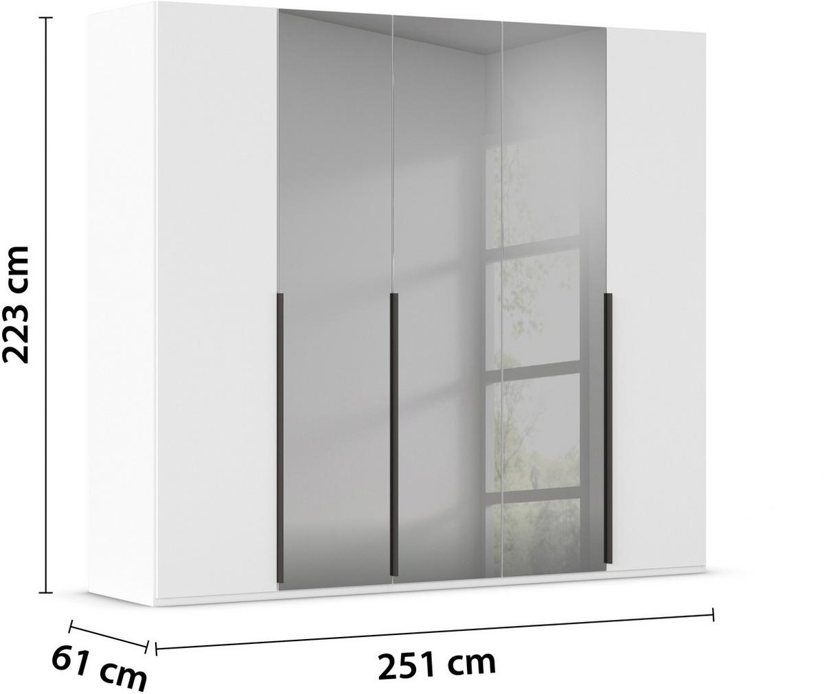 Drehtürenschrank Paola Grau Weiß B: 251 cm - Weiß/Grau, Trend, Glas/Holzwerkstoff (251/223/61cm) - Rauch Möbel