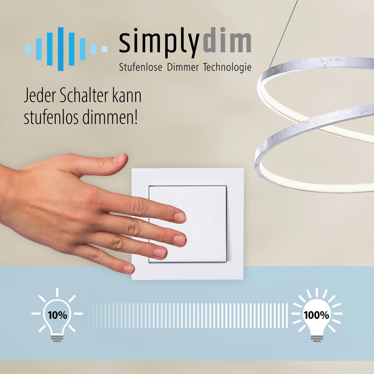 LED-Deckenleuchte Iven L: 54 cm dimmbar mit Memory-Funktion - Alufarben, Design, Kunststoff/Metall (54/33,5/7,5cm)