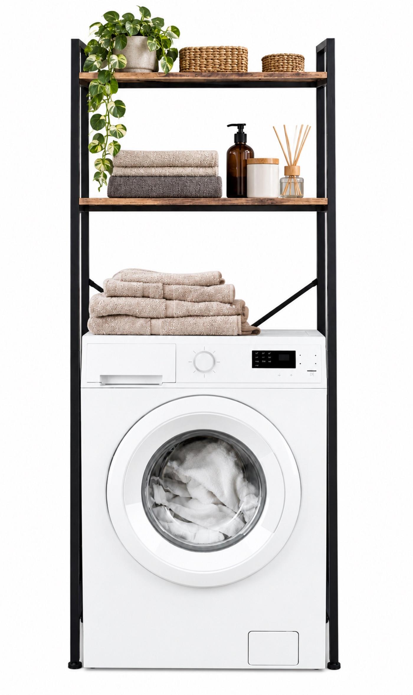 Waschmaschinenregal Respekta - Schwarz/Braun, Trend, Holzwerkstoff/Metall (168/70/35cm) - Homezone