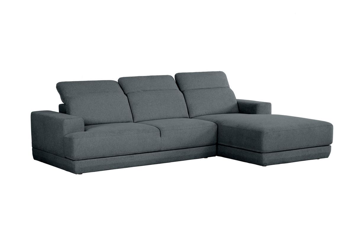 Ecksofa Frans Dunkelgrau S: 204 Cm - Dunkelgrau/Schwarz, Design, Textil (204/293cm) - MID.YOU