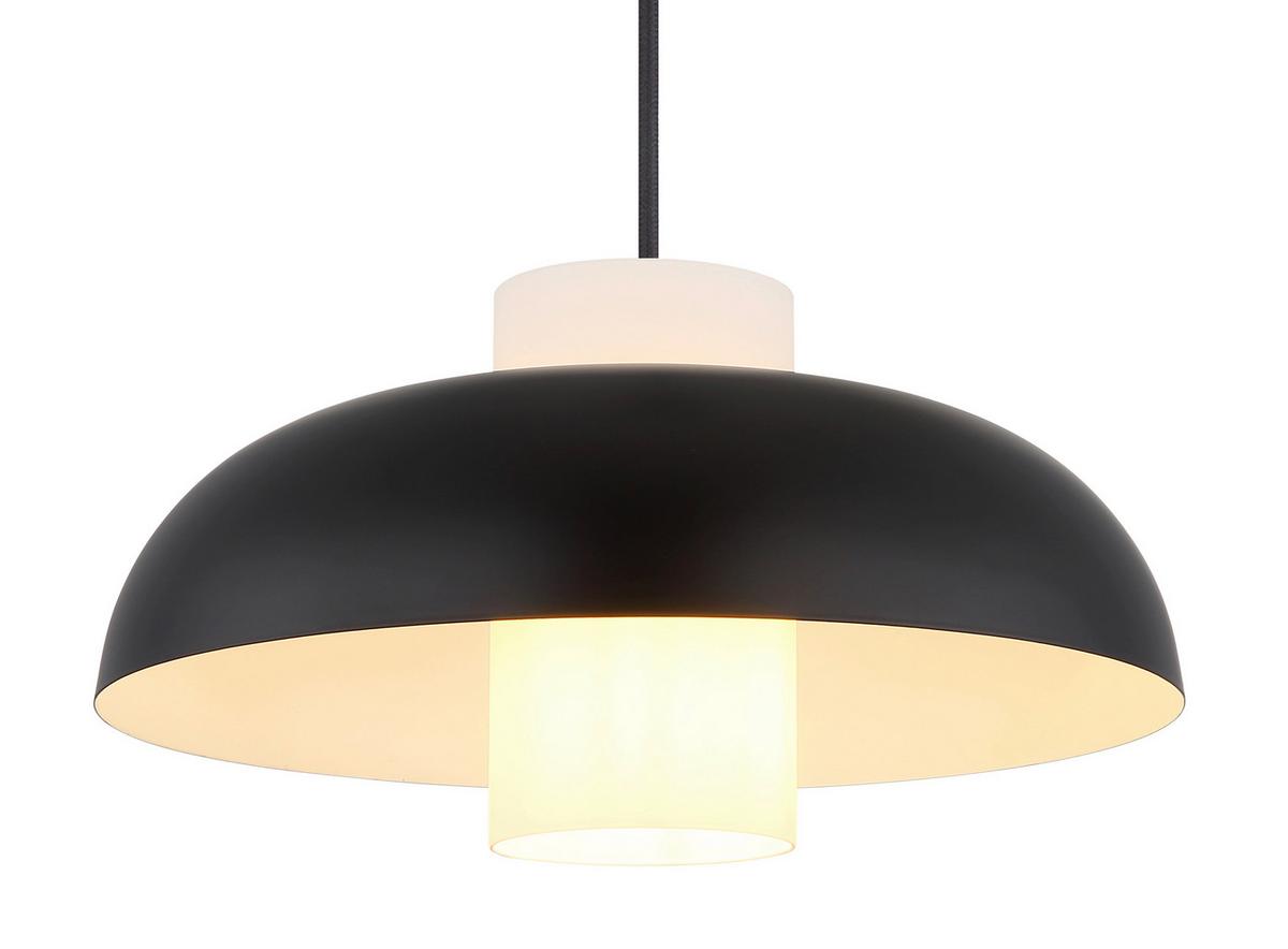 Hängeleuchte 15755s - Schwarz/Weiß, Trend, Glas/Textil (38/120cm) - Globo