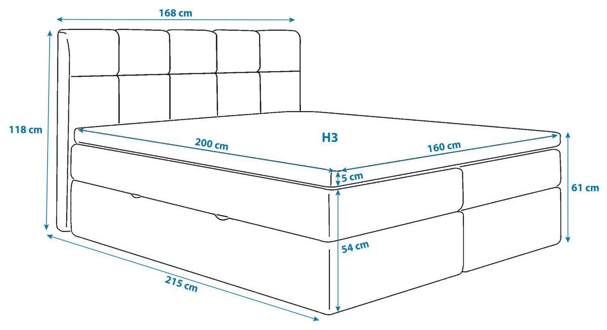 Boxspringbett mit Topper Mit Bettkasten 160x200cm Lorie - Dunkelgrau/Grau, LIFESTYLE, Holz/Holzwerkstoff (160/200cm) - Livetastic