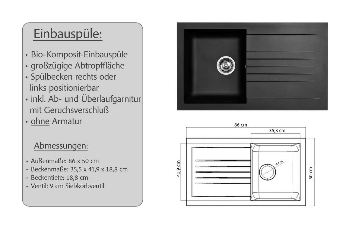 Küchenblock Aveiro Kaschmir/Eiche Wotan - Kaschmir/Eiche Wotan, Trend, Holzwerkstoff (300cm) - Held