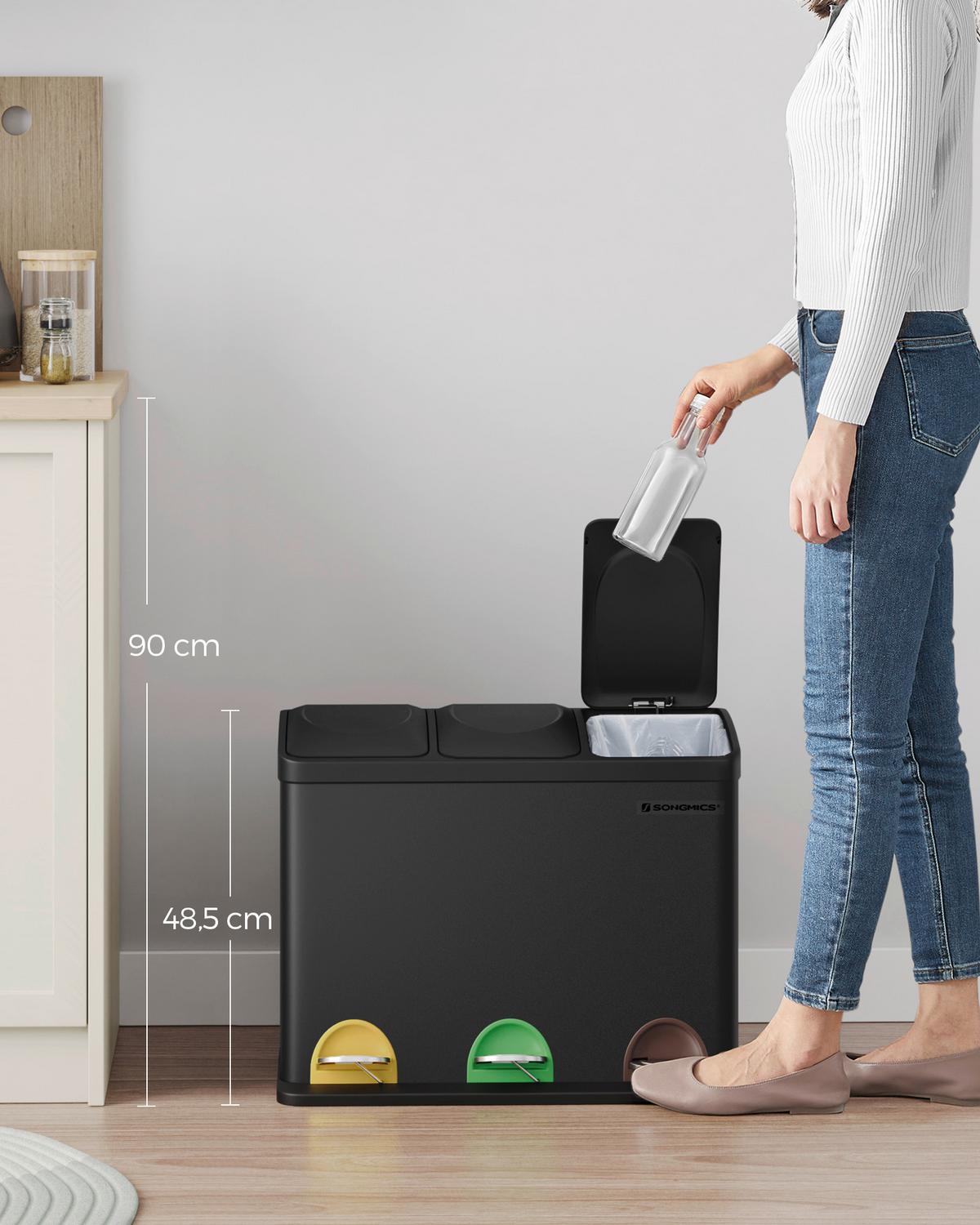 Abfallsammler Metall, B/Ht/:ca.60x48x40cm - Schwarz, Basics, Kunststoff/Metall (60,5/48,5/40,5cm)