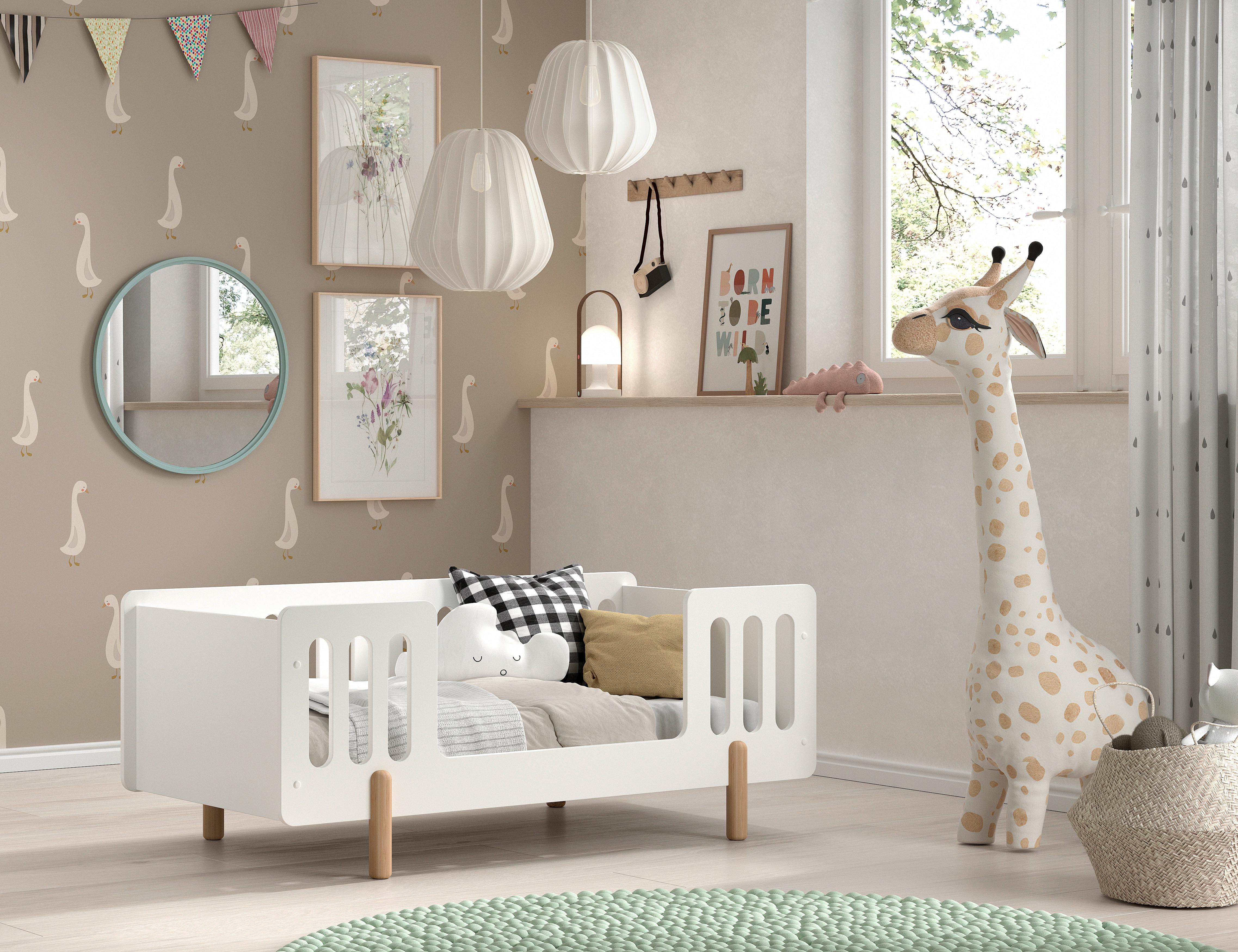 Kinder-/Juniorbett Simple - Weiß/Naturfarben, MODERN, Holz/Holzwerkstoff (70/140cm) - MID.YOU