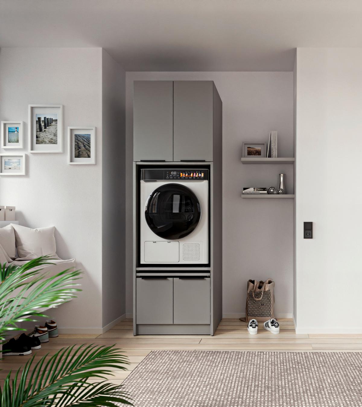 SKŘÍŇKA NAD PRAČKU TIDY HERO - šedá/černá, Basics, kov/kompozitní dřevo (70/150/68cm) - P & B