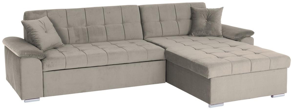 Ecksofa mit Schlaffunktion Keaton + Bettkasten, Beige - Beige, Basics, Textil (263/169cm) - Livetastic