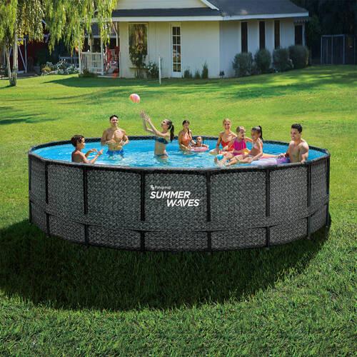 Aufstellpool Rund mit Leiter D: 549 cm - Grau, KONVENTIONELL, Kunststoff (549/132cm)