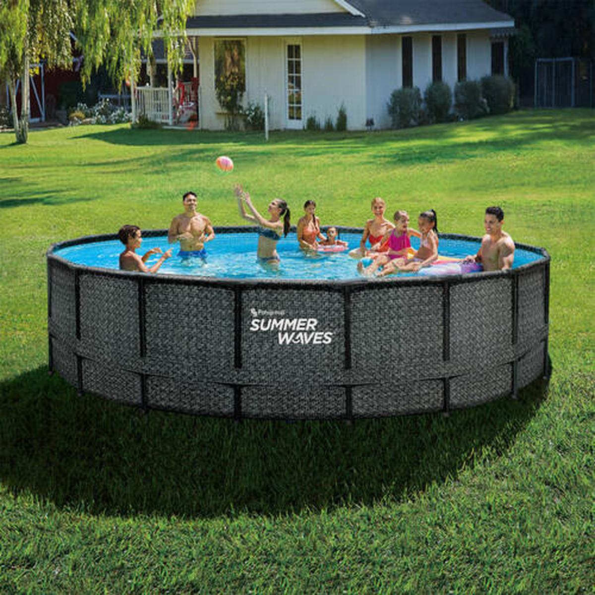 Aufstellpool Rund mit Leiter D: 549 cm - Grau, KONVENTIONELL, Kunststoff (549/132cm)