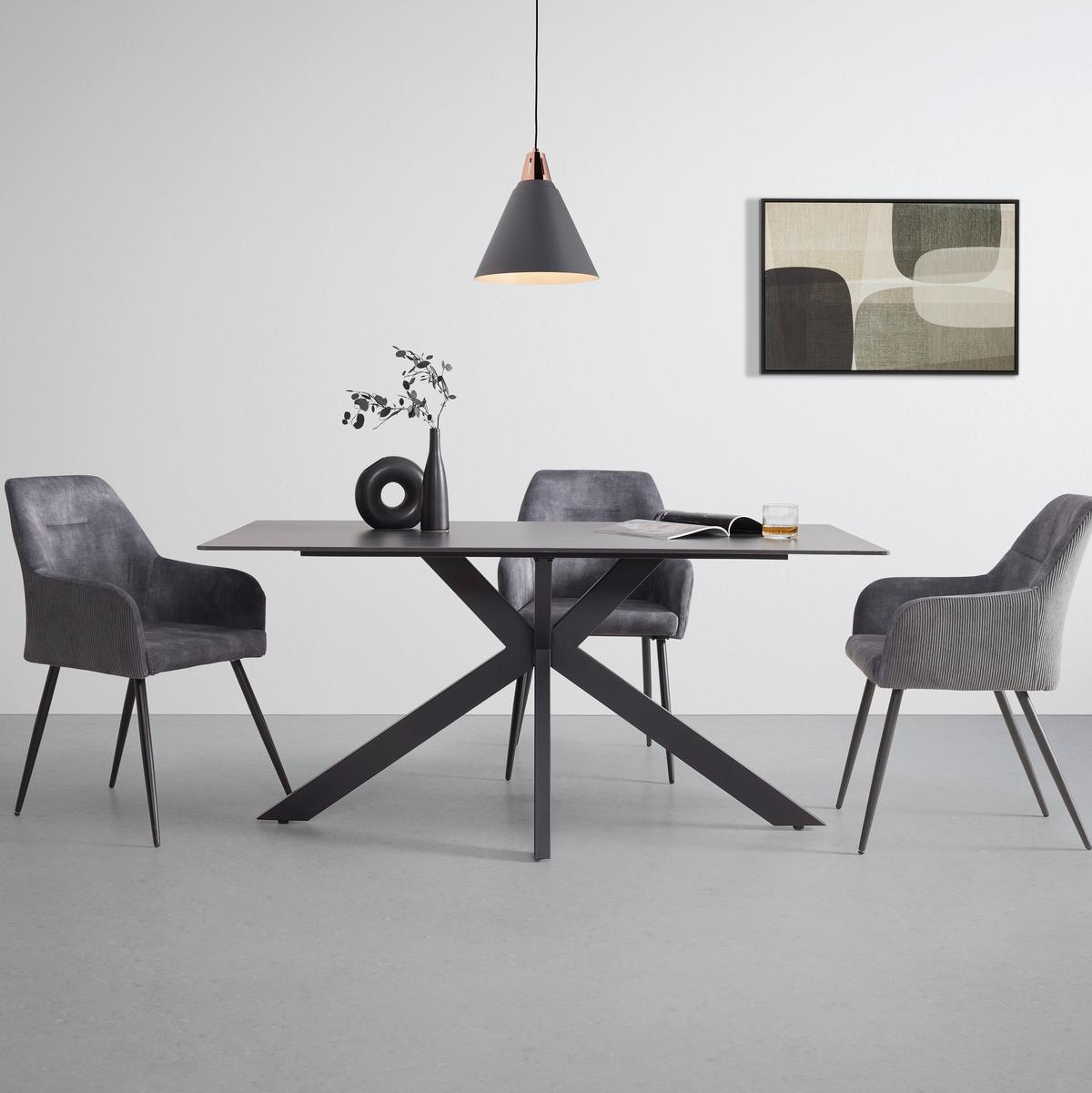 Jídelní stůl JONAS 160x90 - šedá/černá, Moderní, kov/keramika (160/90/76cm) - Mömax