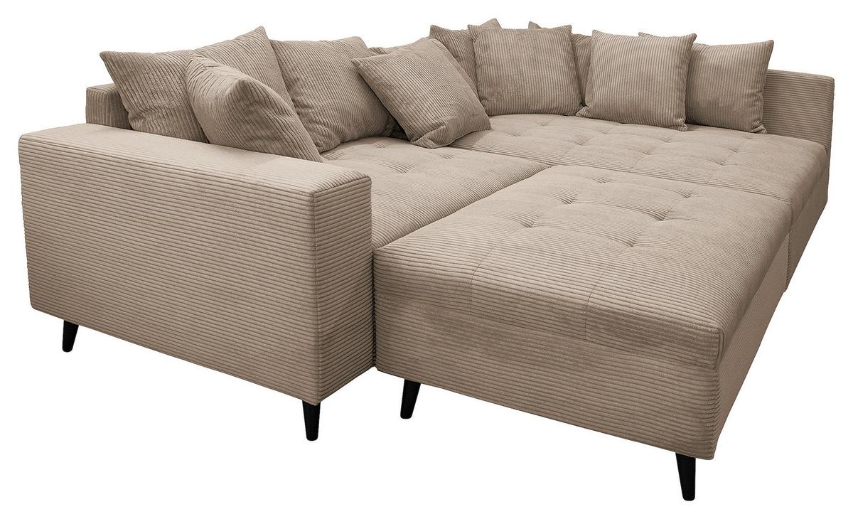 Ecksofa Pruno Hellbraun S: 247x174 Cmb - Hellbraun/Schwarz, Design, Textil (247/174cm) - MID.YOU