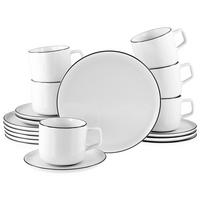 Kaffeeservice Porzellan Schwarz Weiß - Schwarz/Weiß, Basics, Keramik - Creatable