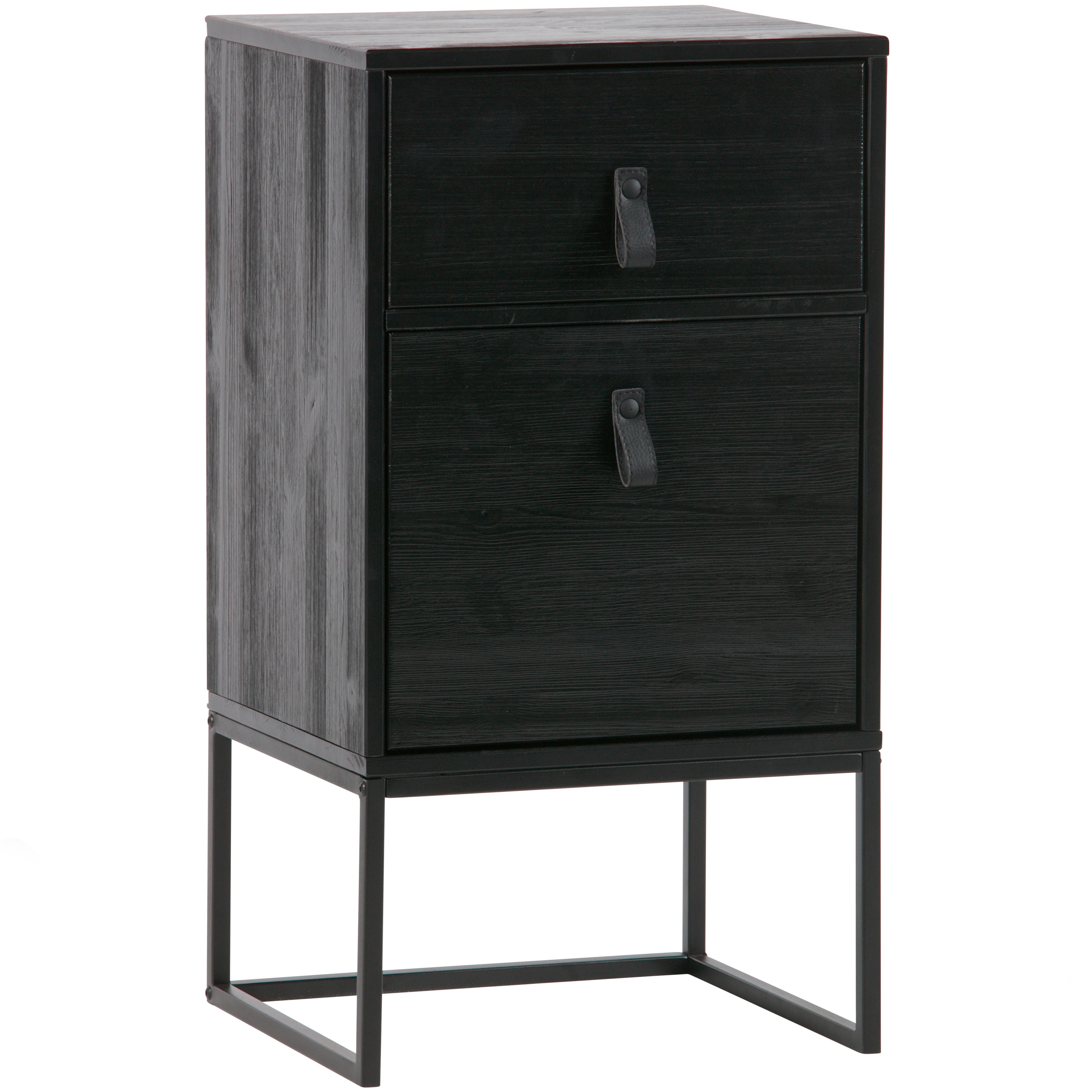 NACHTKÄSTCHEN Zola Schwarz B: 74cm - Schwarz, Basics, Holz/Metall (74/40/35cm) - MID.YOU