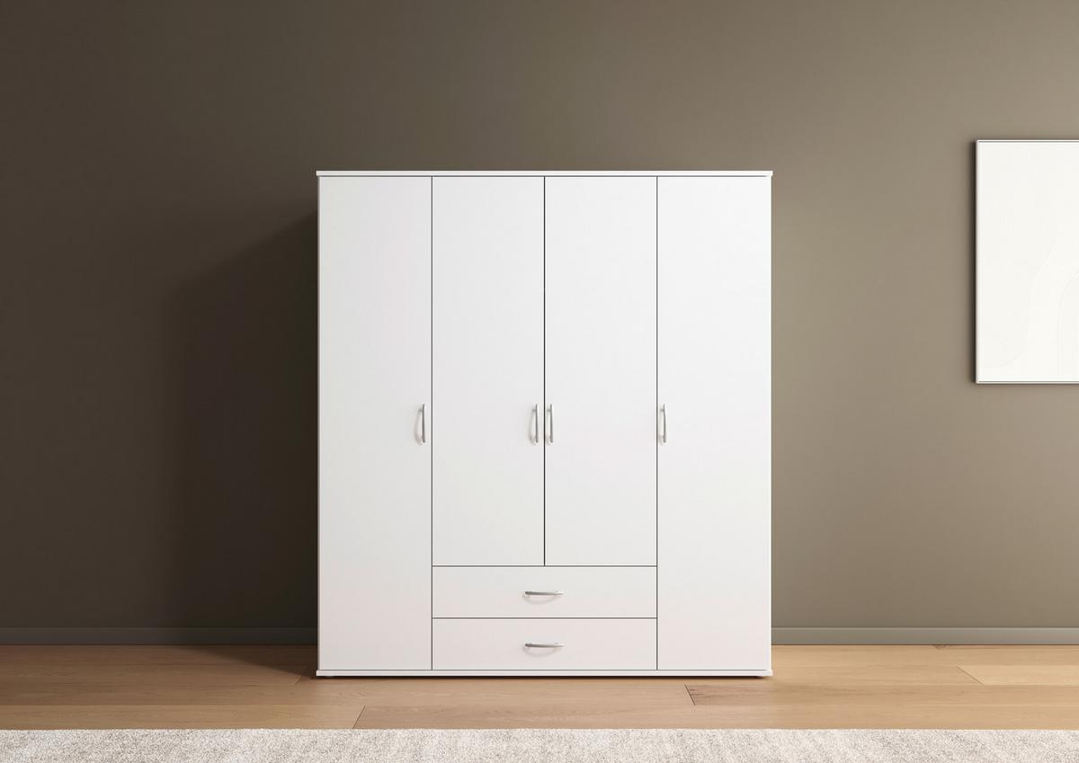 Drehtürenschrank Mit Schubladen 168cm Paul 4 - Weiß, KONVENTIONELL, Holzwerkstoff (168/188/52cm)