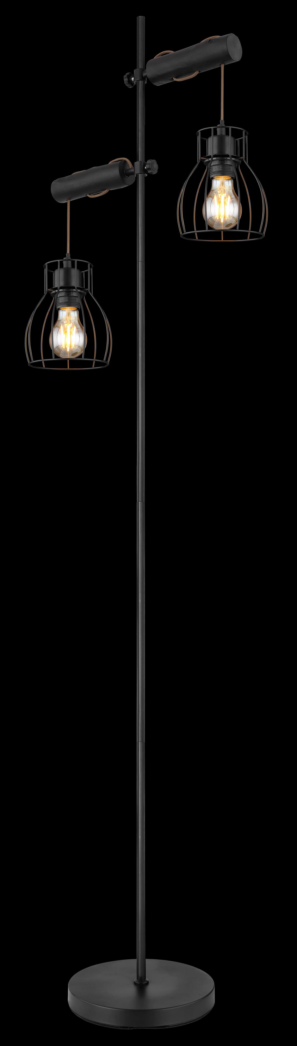 Stehleuchte 15326-2snb - Champagner/Schwarz, KONVENTIONELL, Holz/Textil (48/25/168cm) - Globo