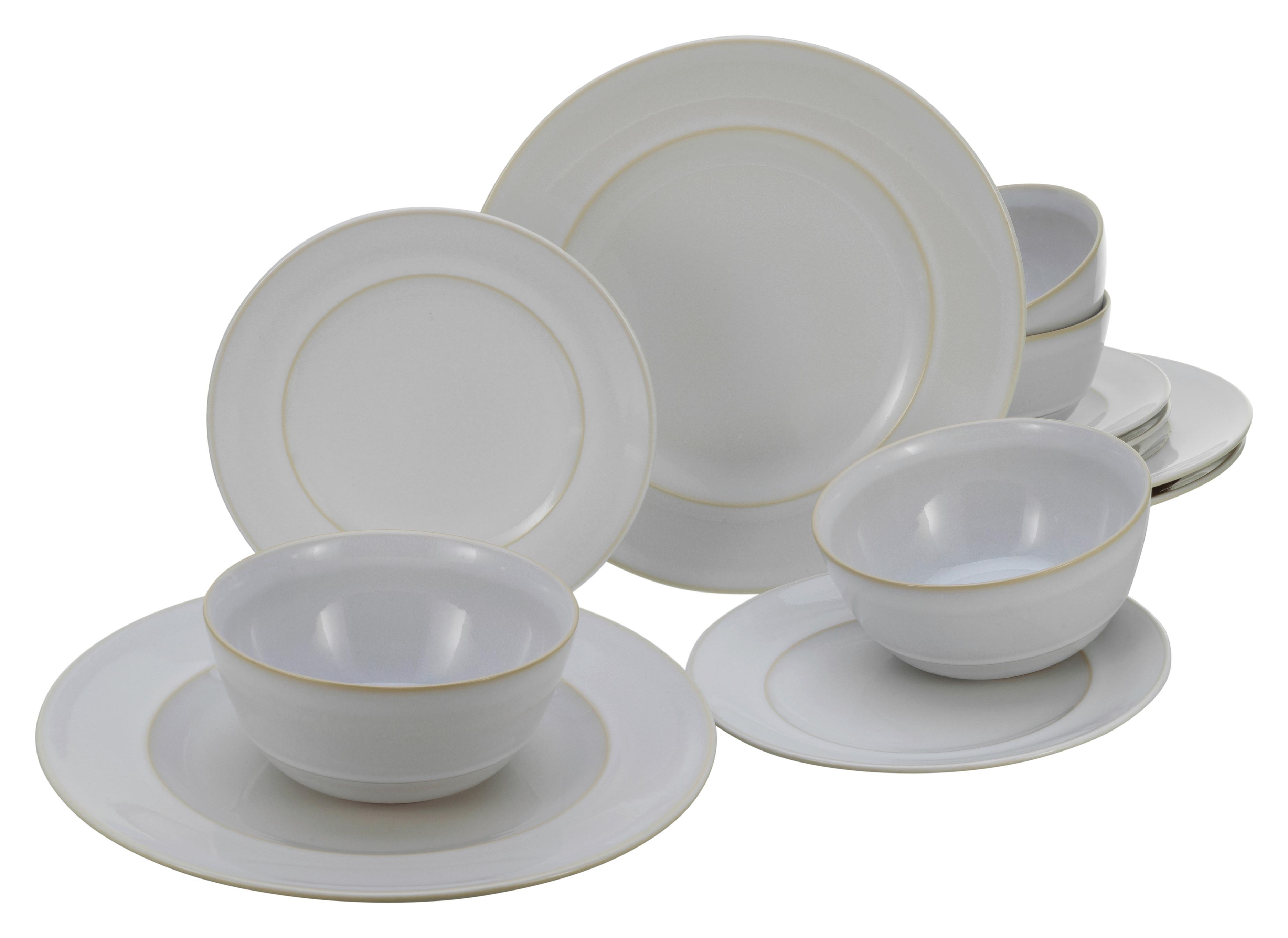 Kombinovaný servis Antique,12 dílný pro 4 osoby - bílá, Basics, keramika - Creatable