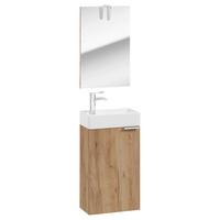 Gästebad Möbel-Set 3-Tlg. Grin B: 40 cm Eiche Dekor - Eichefarben/Weiß, Basics, Keramik/Holzwerkstoff (41/60/20cm) - MID.YOU