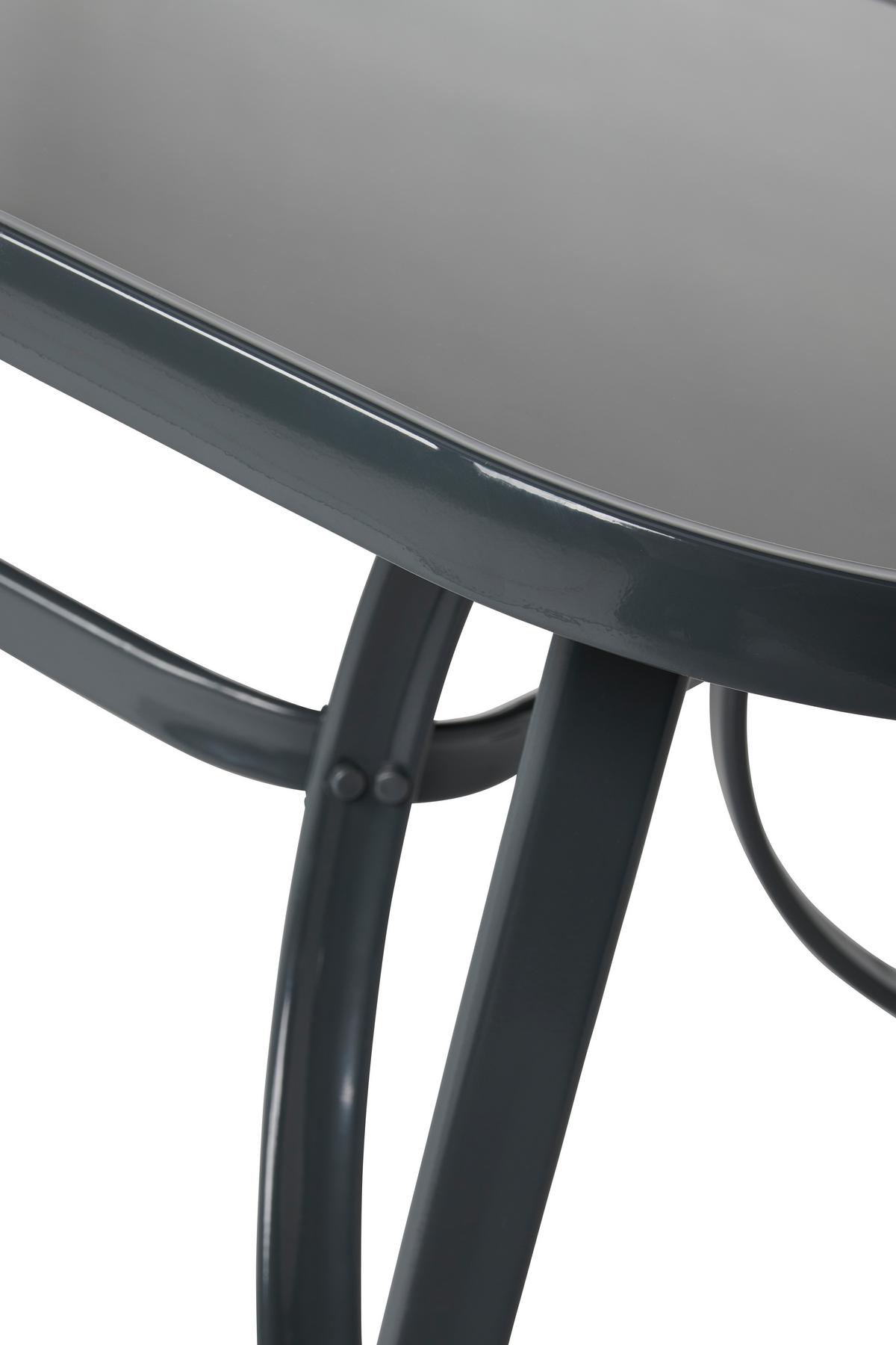 Gartengarnitur 7-tlg. Laura Stahl/glas/textilene + Schirm - Schwarz, MODERN, Glas/Textil (140/90/70cm) - Luca Bessoni
