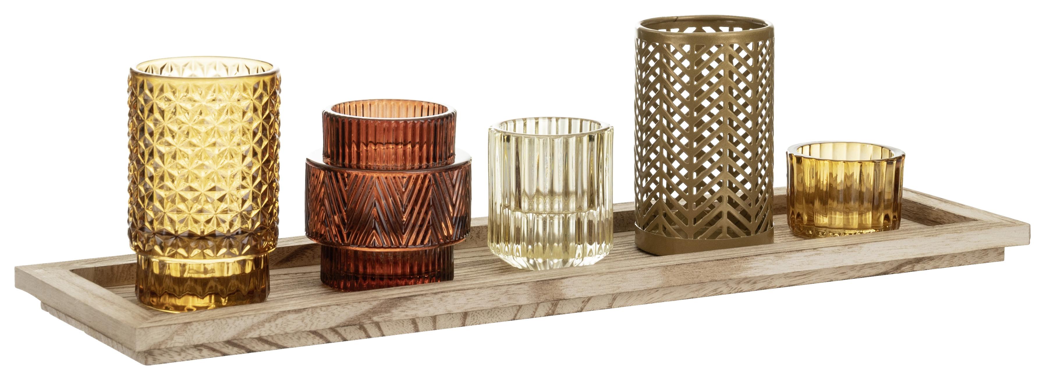 Miska na čajové svíčky Shade - přírodní barvy/barvy zlata, kov/dřevo (43/12,5/11cm) - Modern Living