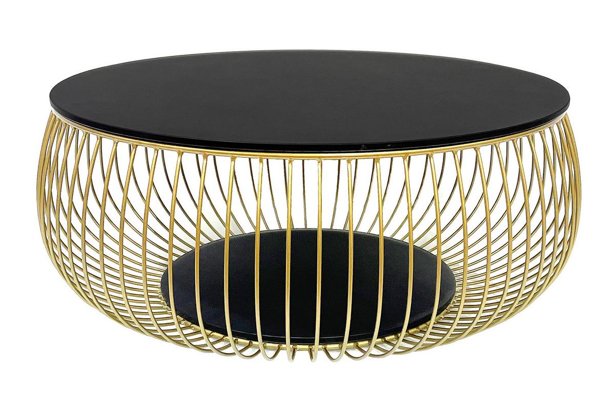 Couchtisch Schwarz/goldfarben D: 86 Cm - Goldfarben/Schwarz, Design, Glas/Metall (86/86/35cm) - Livetastic