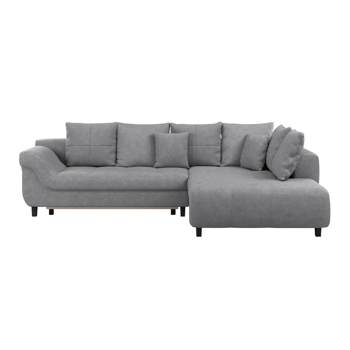 Rohová sedačka MENDOZA, pravá, sivá - čierna/sivá, Design, drevo/textil (309/197cm) - Ondega