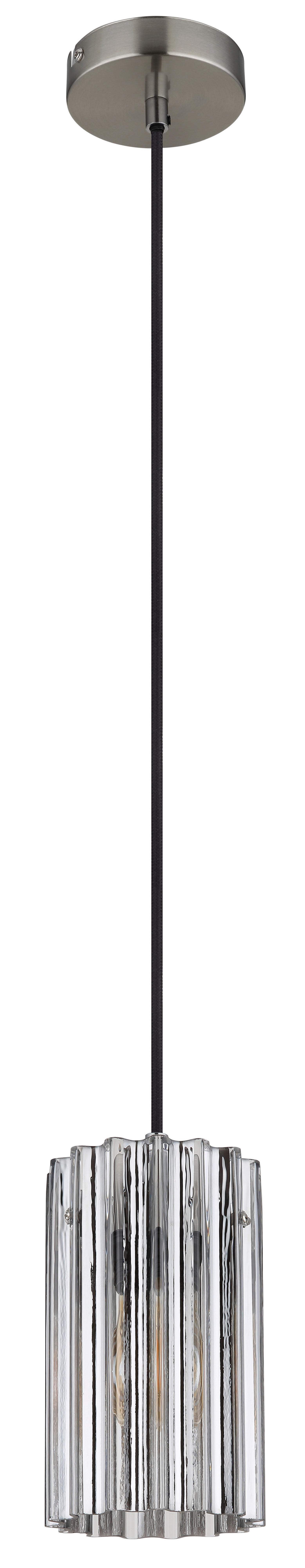 Hängeleuchte Klar Nickelfarben D: 11,5 cm - Klar/Nickelfarben, Design, Glas/Metall (11.5/120cm) - Globo