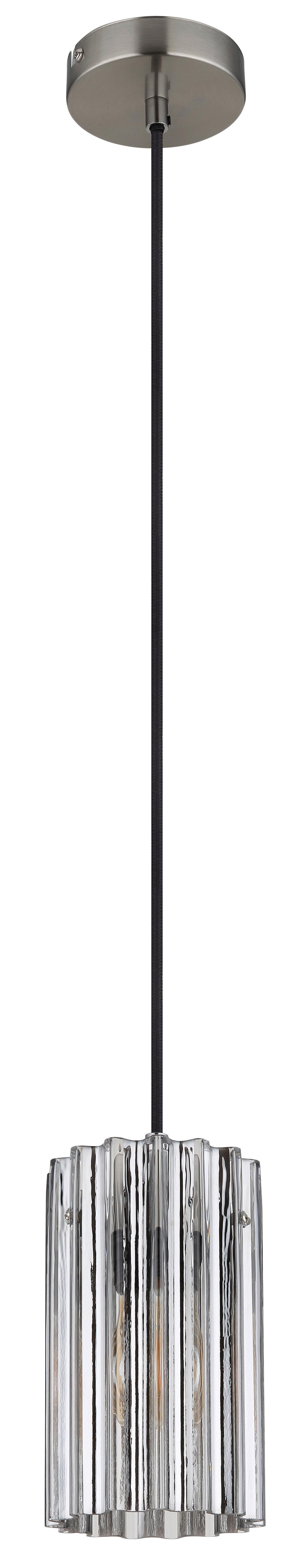 Hängeleuchte Klar Nickelfarben D: 11,5 cm - Klar/Nickelfarben, Design, Glas/Metall (11.5/120cm) - Globo
