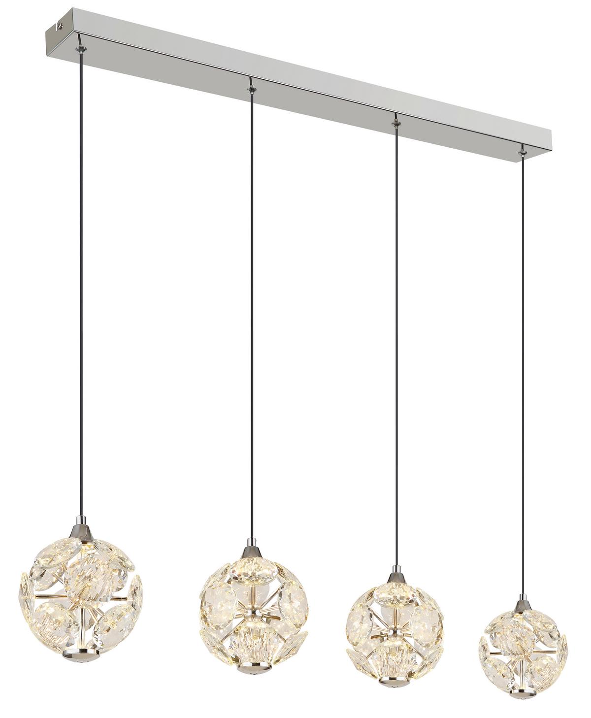 LED-Hängeleuchte Virina L:93cm Klar Schwarz Chromfarben - Klar/Chromfarben, KONVENTIONELL, Glas/Kunststoff (93/15/150cm) - Globo