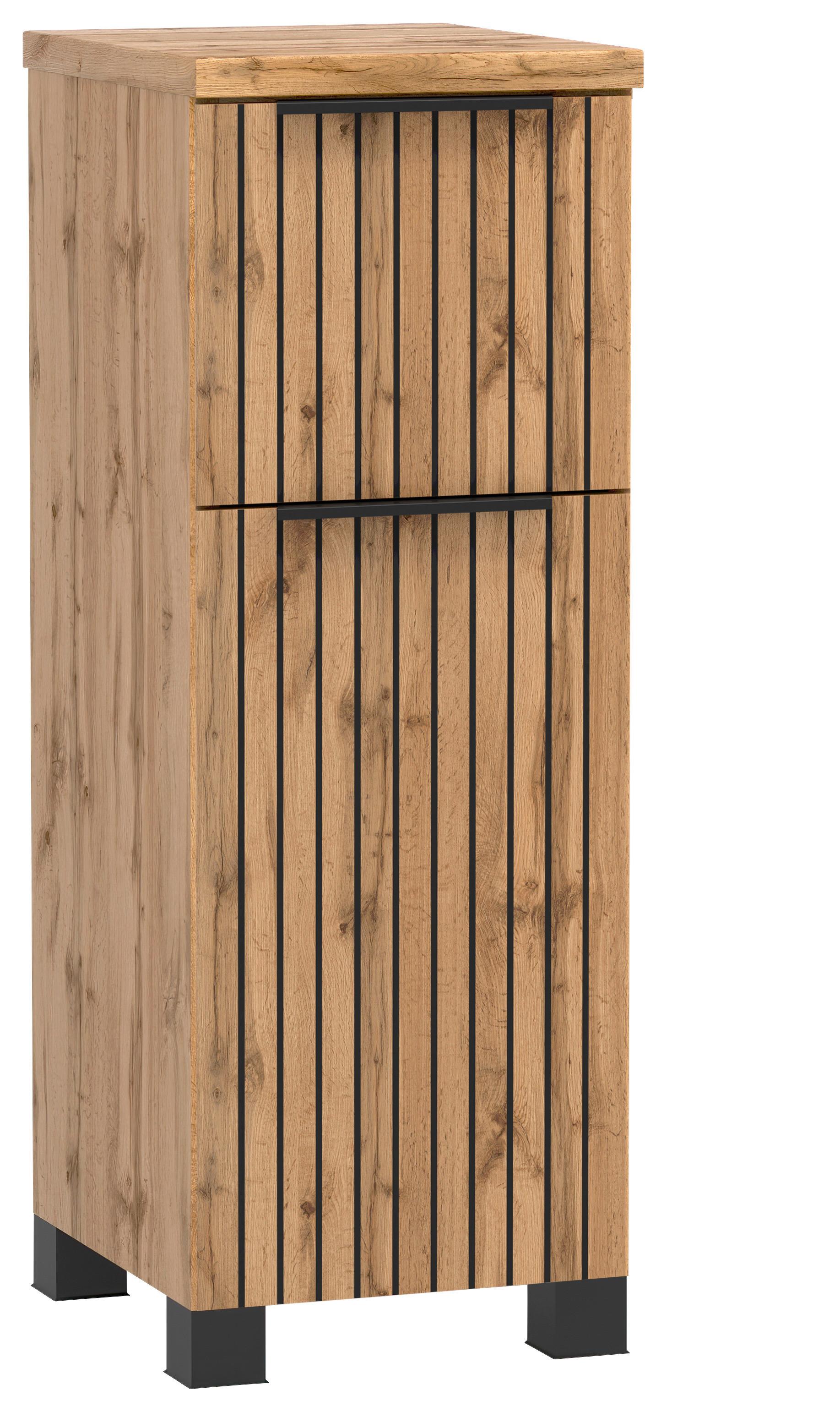 Unterschrank Chester B: 30 cm Eiche Wotan Dekor/Schwarz - Eiche Wotan/Schwarz, MODERN, Holzwerkstoff (30/79/35cm) - Held