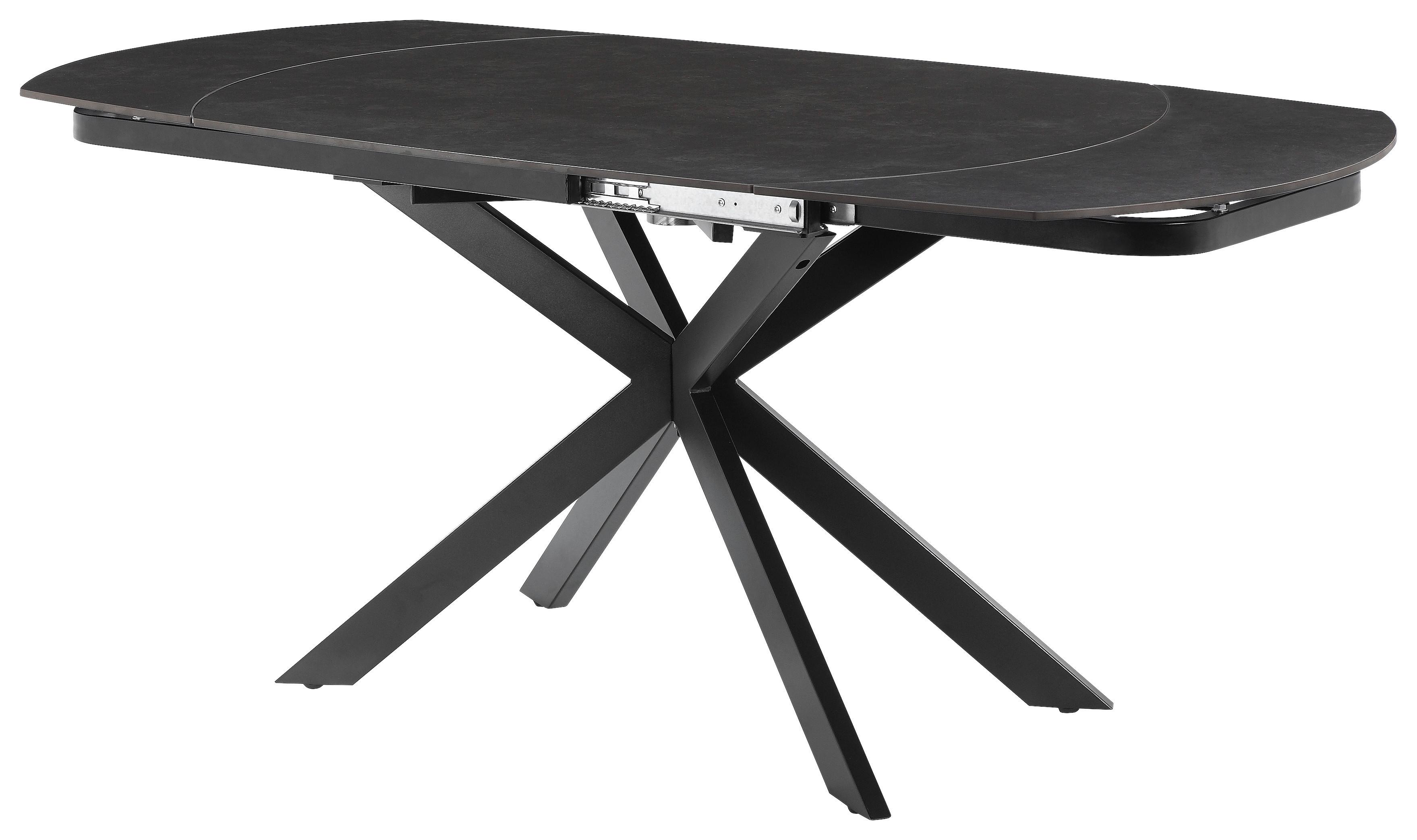 Esstisch Senna Grau/Schwarz L: 120-180 cm - Schwarz/Grau, MODERN, Stein/Metall (120-180/90/75.5-79cm) - P & B