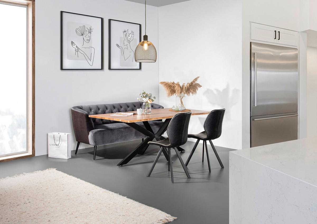 2-Sitzer-Sofa Kelly Dunkelgrau Flachgewebe - Dunkelgrau/Schwarz, KONVENTIONELL, Textil (170/83/70cm) - Livetastic