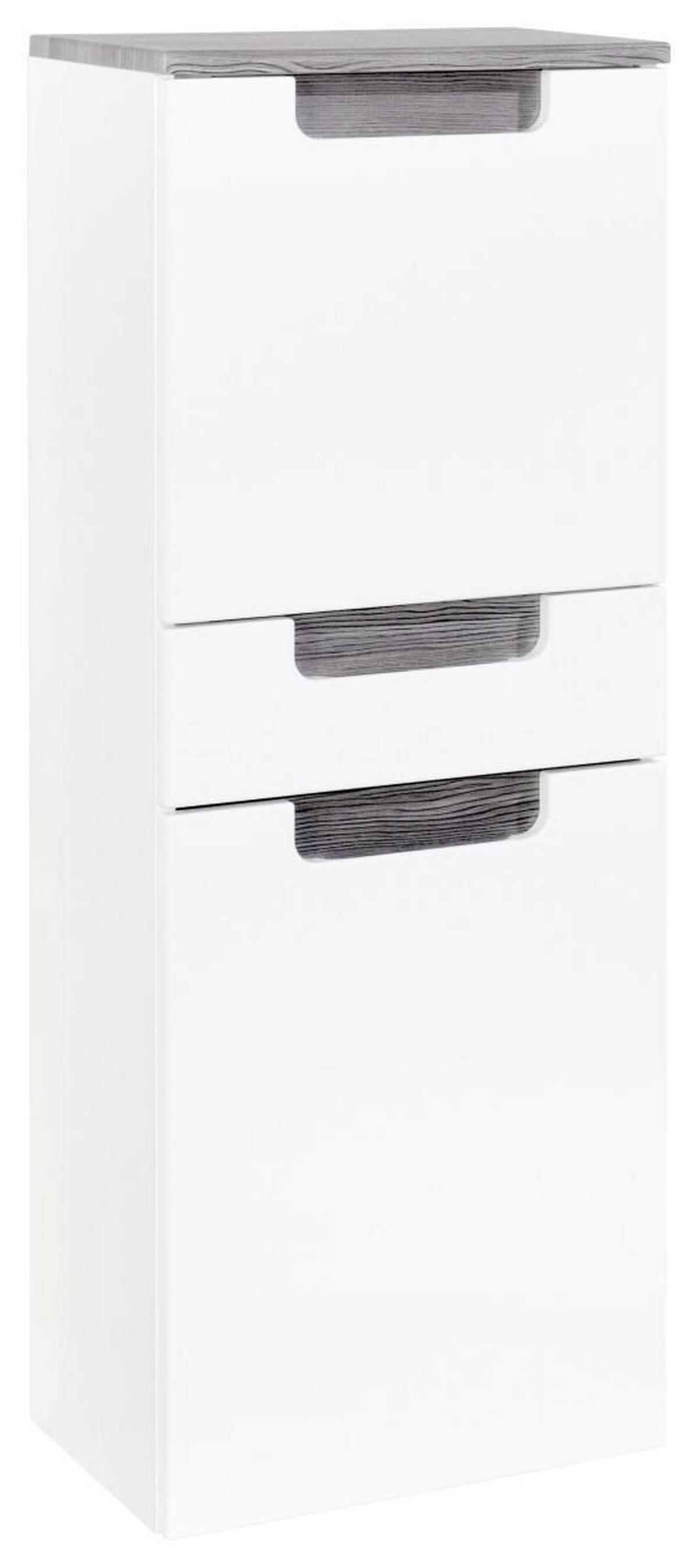 Midischrank mit Türdämpfer Siena 40cm Weiß/Eiche Dekor - Weiß/Silbereichenfarben, MODERN, Holzwerkstoff (40/105/27cm) - Held