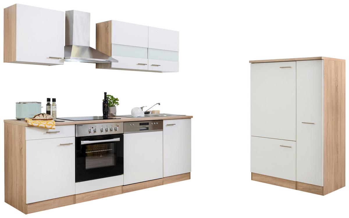 Küchenzeile Ohne Geräte B: 310 Cm Weiß/eiche Dekor, Modern - Eichefarben/Weiß, Basics, Holzwerkstoff (310/200/60cm) - Respekta