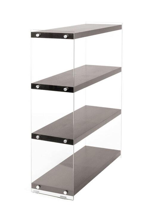 Regal Elementary B: 83 cm Dunkelbraun/Glas Transparent