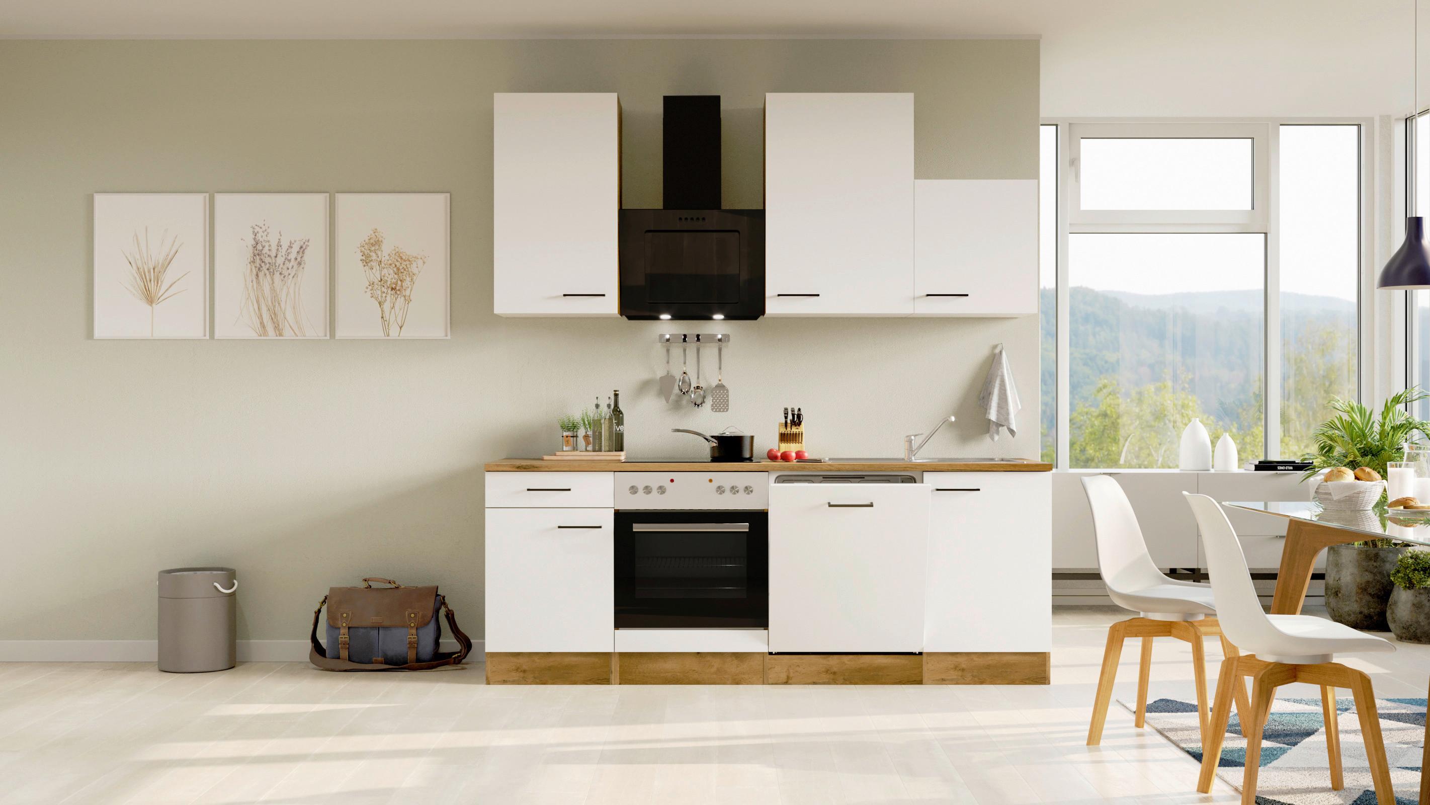 Küchenblock Avila Eichefarben/magnolie B: 220 Cm - Eichefarben/Magnolie, MODERN, Holzwerkstoff (220cm) - FlexWell