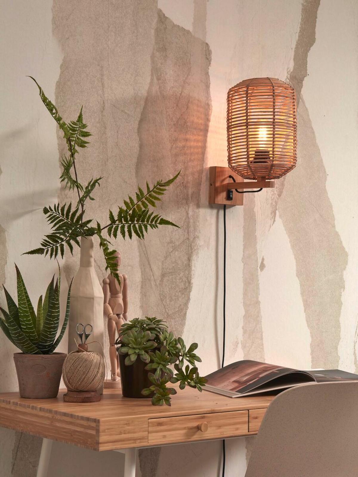 Wandleuchte Tanami/w25/n - Naturfarben, Trend, Naturmaterialien (18/25/25cm) - Good & Mojo