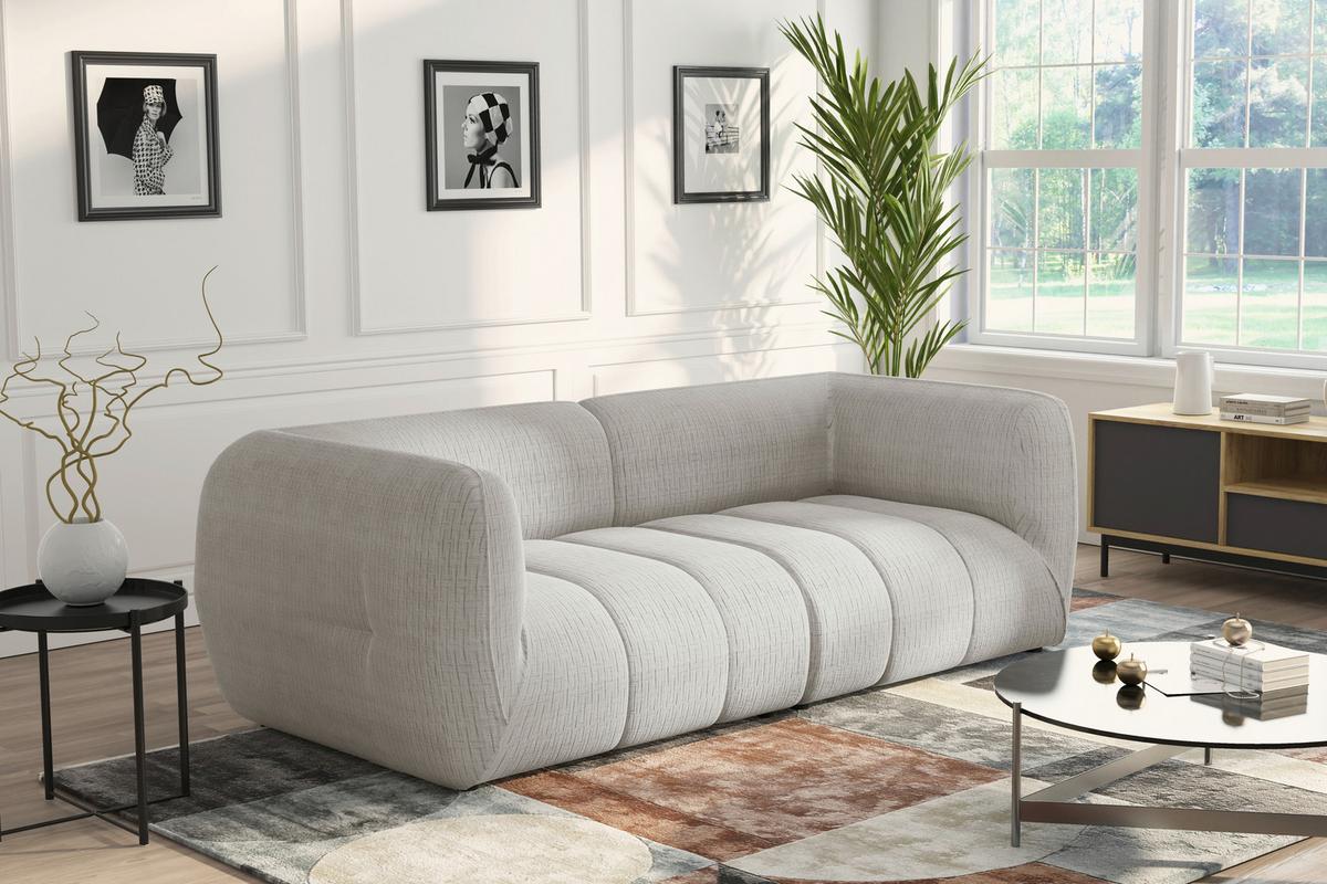 Sofa Laos Creme/schwarz, 240 Cm - Creme/Schwarz, Design, Textil (240/80/95cm) - MID.YOU