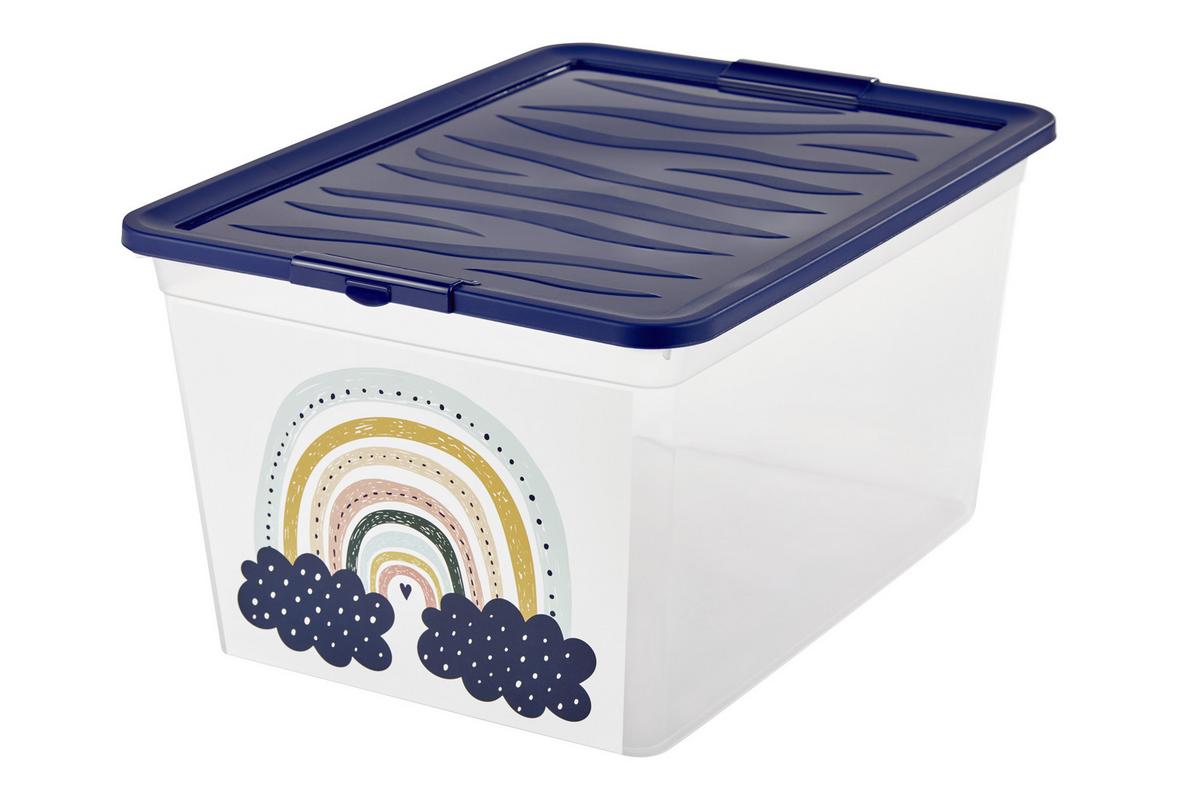 Aufbewahrungsbox Regenbogen mit Deckel 38,4x19,9x28,3 cm - Klar/Gelb, KONVENTIONELL, Kunststoff (38,4/19,9/28,3cm)