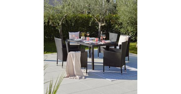 Gartengarnitur 7-Tlg. Mailand in Rattan-Optik mit Kissen - Creme/Schwarz, MODERN, Kunststoff/Textil (150/75/90cm) - Beldano