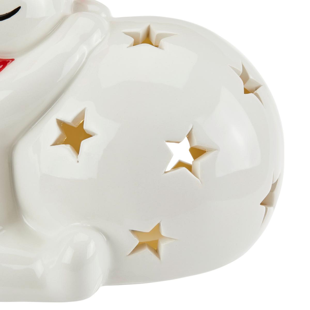 Weihnachtsdeko Schneemann Keramik Stehend H: 14 cm - Rot/Schwarz, Basics, Keramik (13,5/9,5/14cm) - Luca Bessoni