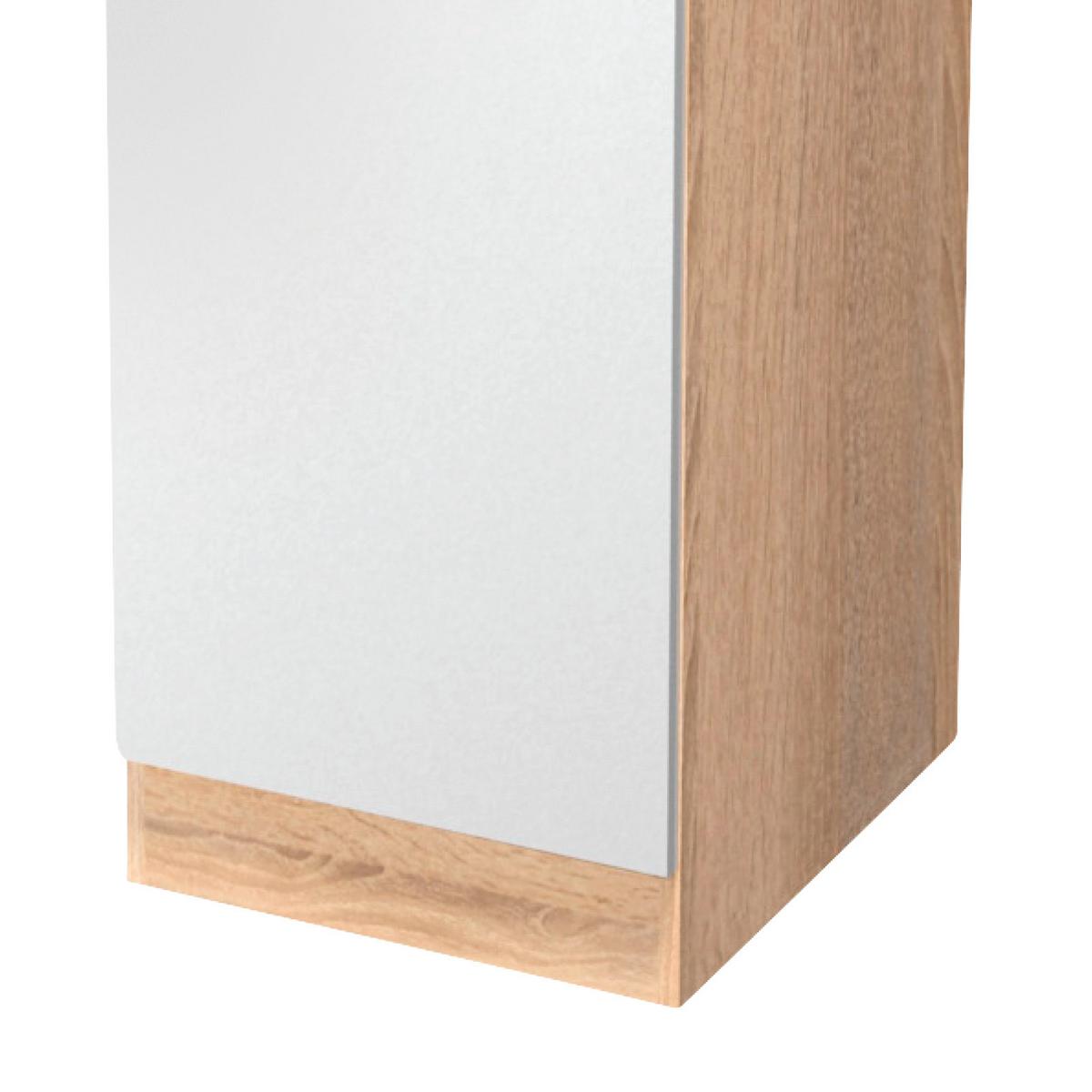 Geschirrschrank Samoa B: 50 cm Weiß/Eiche Dekor 3 Böden - Weiß/Sonoma Eiche, KONVENTIONELL, Holzwerkstoff (50/200cm)