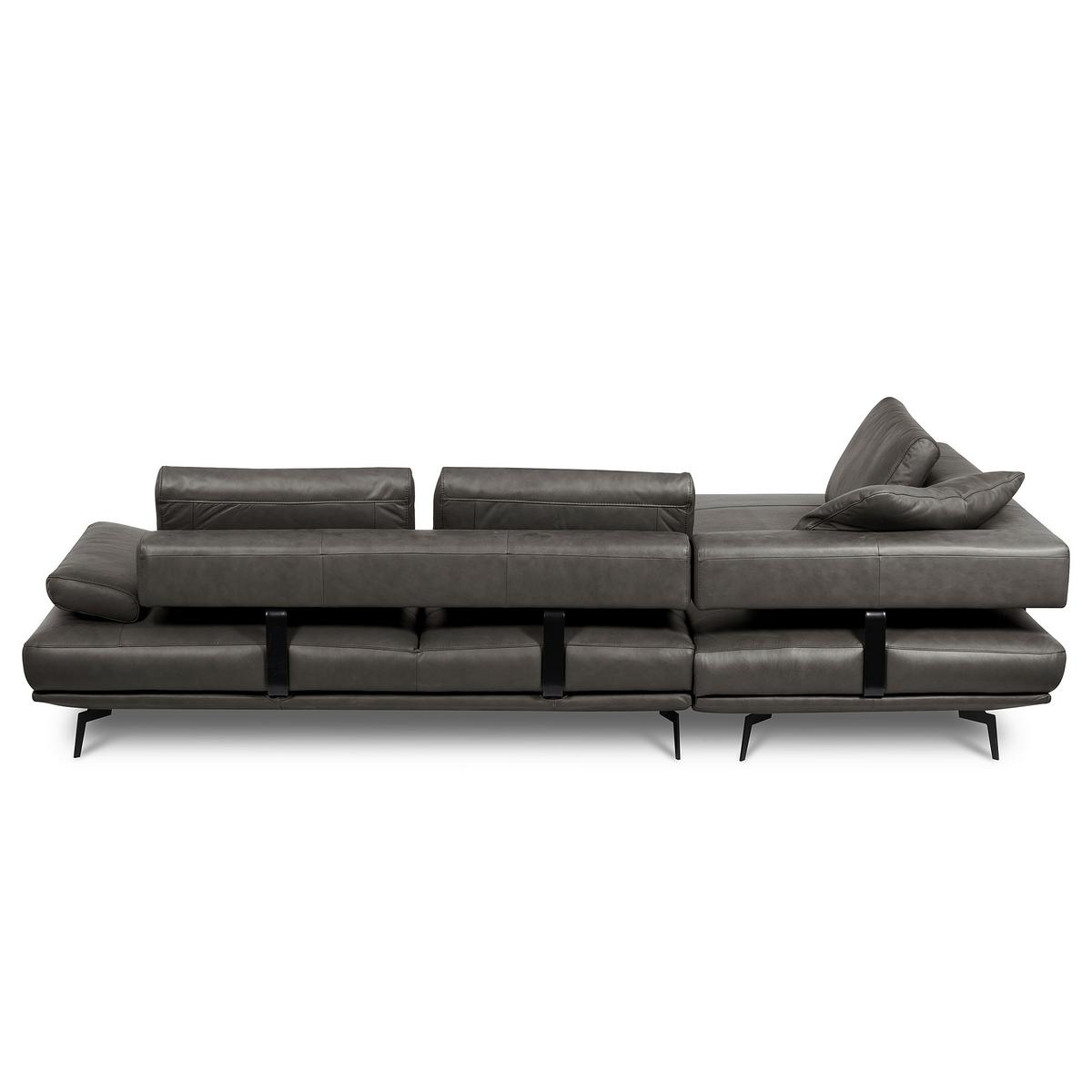 Ecksofa Como Echtleder Anthrazit 237x306 - Anthrazit/Schwarz, Design, Leder (237/306cm) - Livetastic