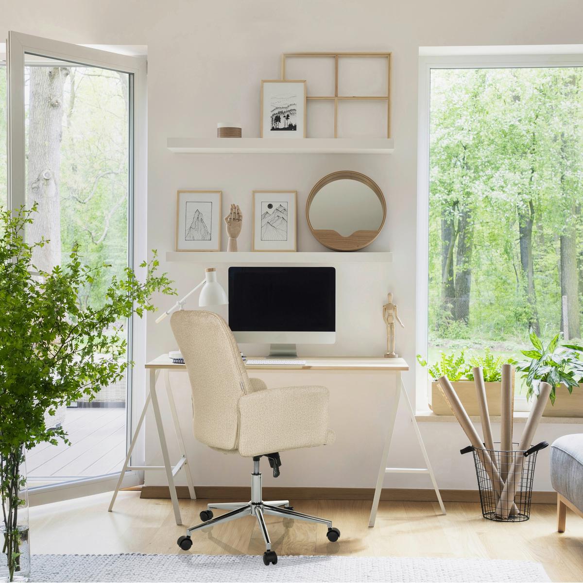 Drehstuhl Solao Beige B: 63 Cm - Beige/Silberfarben, MODERN, Kunststoff/Textil (63/98 - 108/67cm) - MID.YOU