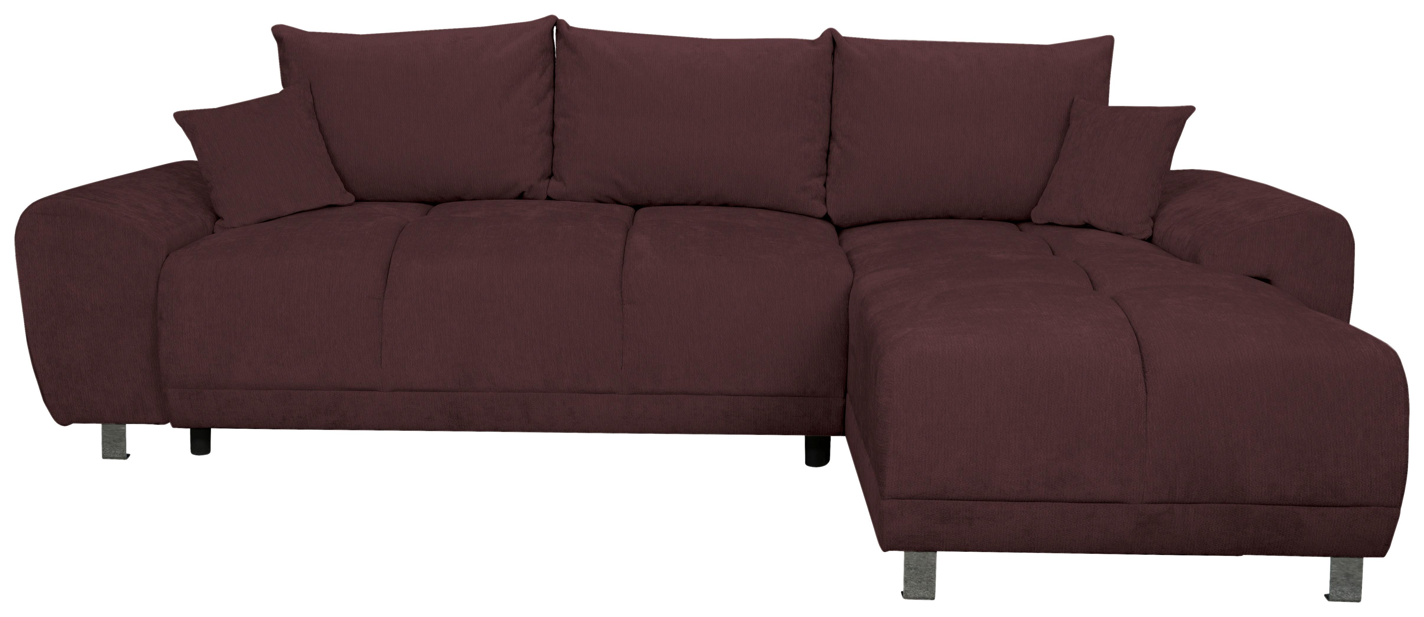 ECKSCHLAFSOFA Ramon, Dunkelrot S: 296x182 cm - Chromfarben/Beige, Trend, Textil (296/182cm)