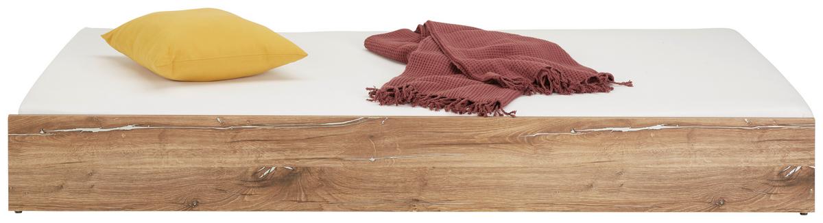 Posteľná zásuvka YOUNG biela/dub Flagstaff,4 kolieska - farba duba, Konventionell, kompozitné drevo/plast (94/27/199cm)