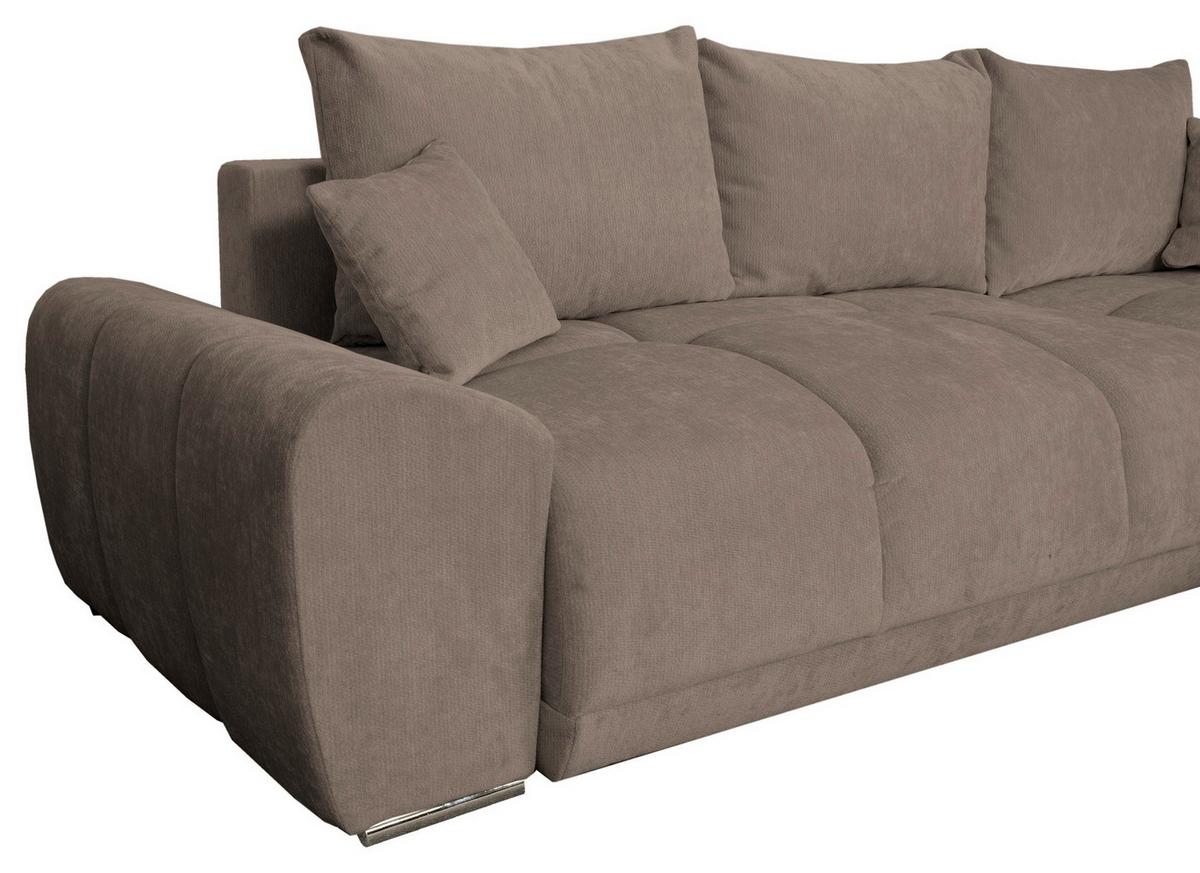 ECKSCHLAFSOFA Ramon, Taupe S: 296x182 cm - Taupe/Chromfarben, Trend, Textil (296/182cm)
