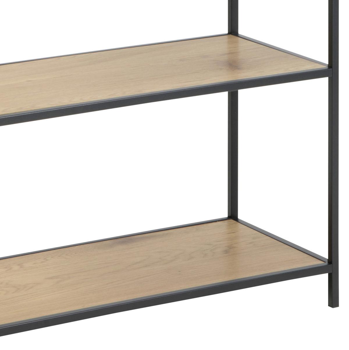 Regal Seaford B 77cm, Schwarz/eiche Dekor - Eichefarben/Schwarz, Trend, Holzwerkstoff/Metall (77/185/35cm) - MID.YOU