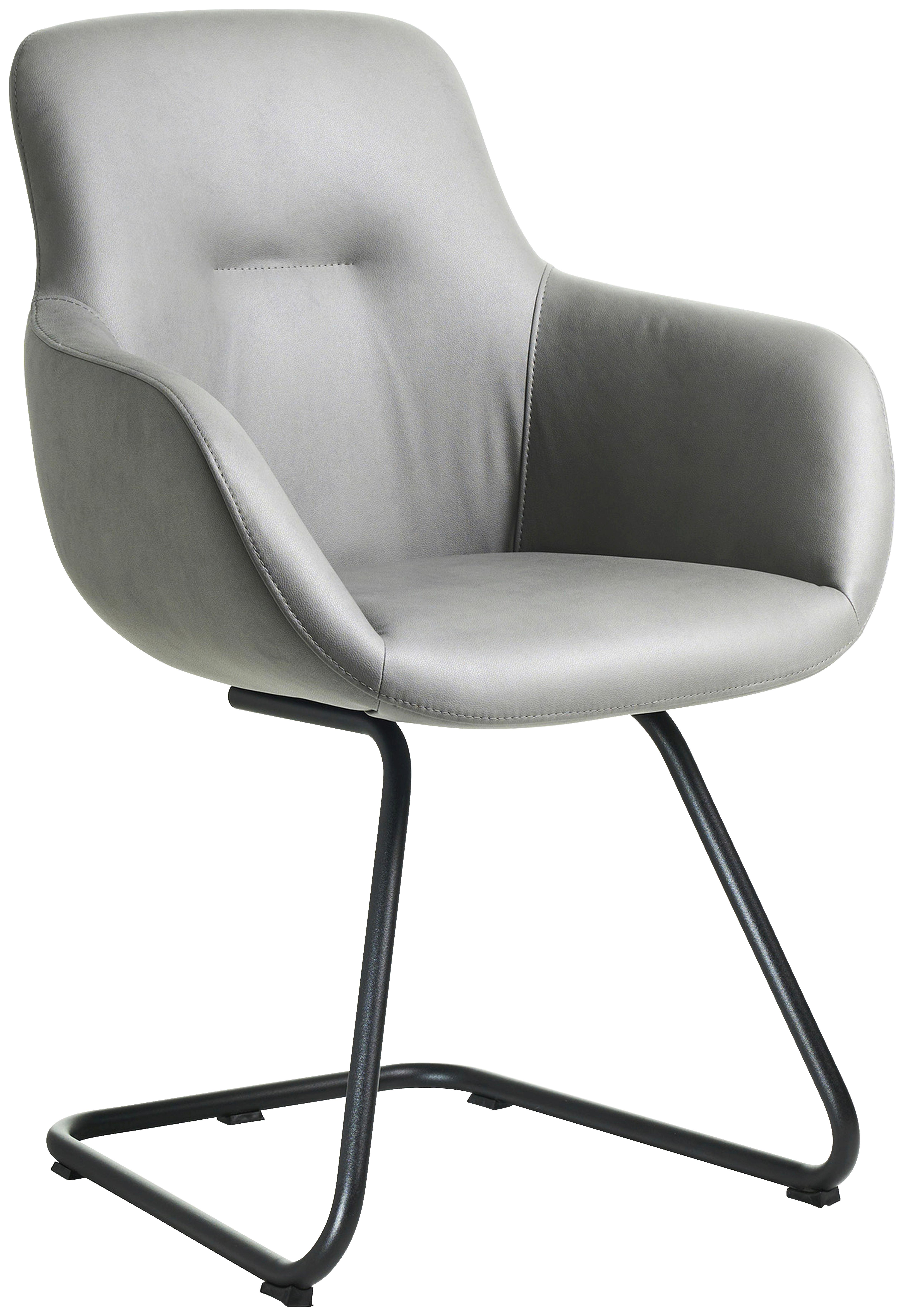 STOLIČKA S PODRÚČKAMI SWING-CHA - čierna/svetlosivá, Basics, kov/textil (62/89/61cm) - Celina Home