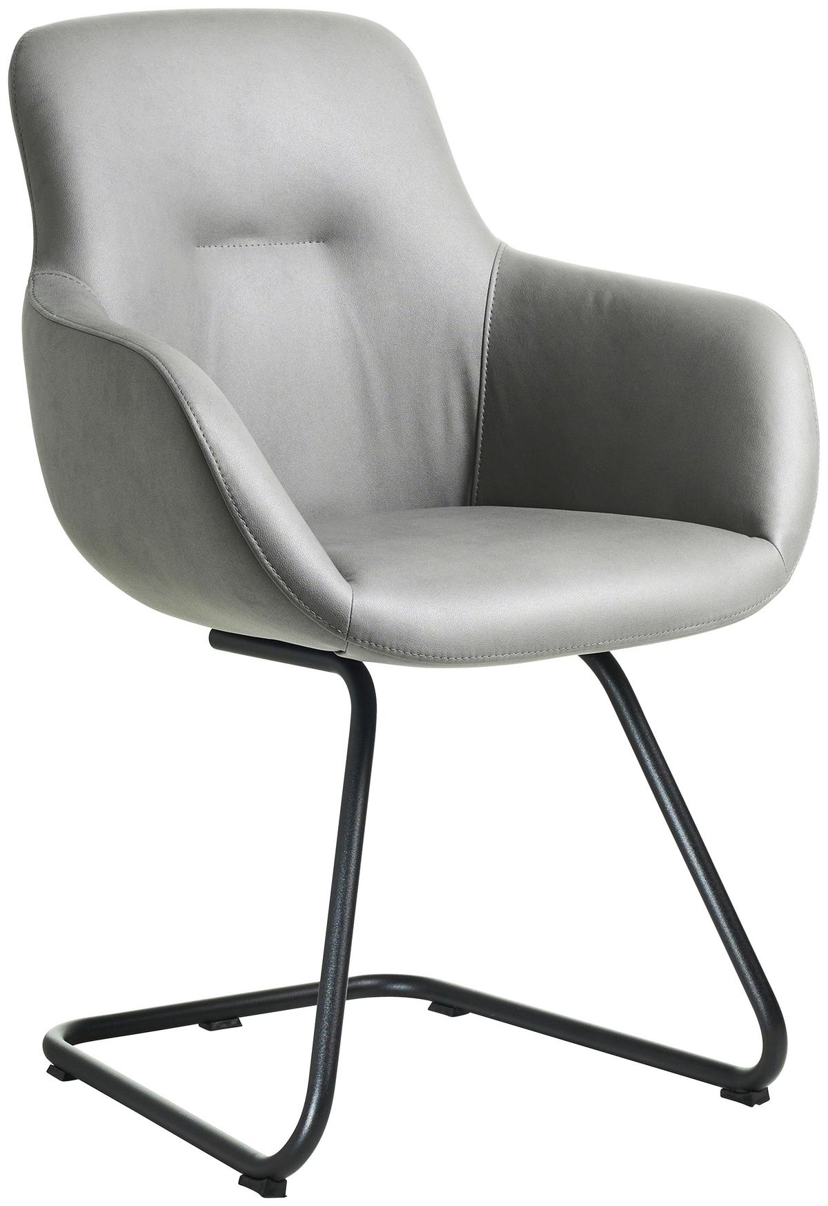 STOLIČKA S PODRÚČKAMI SWING-CHA - čierna/svetlosivá, Basics, kov/textil (62/89/61cm) - Celina Home